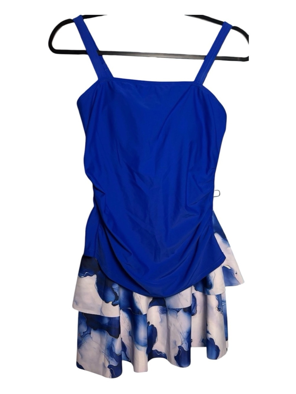 Royal Blue Tankini  with Blue Marble Ruffle Skirt 🦋💙